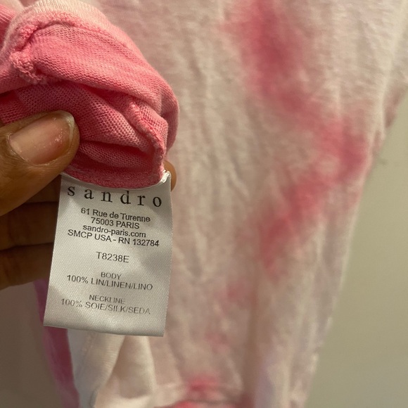 Sandro Paris Tie Dye Linen Tee Shirt - Picture 5 of 5